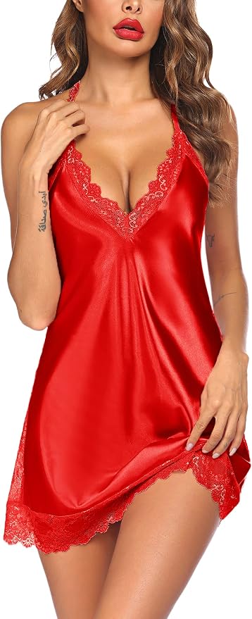 Avidlove Women Lingerie Satin Lace Chemise Nightgown Sexy Full Slips Sleepwear S-4XL