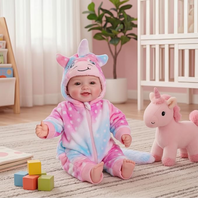 BABESIDE Lightweight Baby Doll Set – 15" Realistic Soft Doll for Girls, Easy to Carry & Hug – Pretend Play & Gift