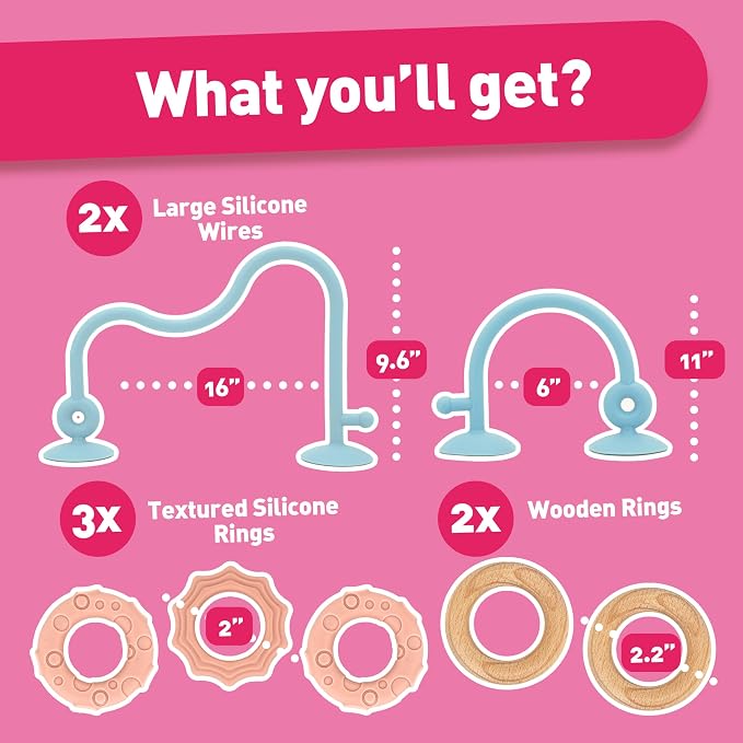 Baby Suction High Chair Toys - Enhanced 24hr Hold Suction Cup Sensory Bath Toys for Babies 6-12 Months, Toddlers, Infant, Interactive Silicone Montessori Teether Toy | Enhanced 24hr Hold Suction Cup Bath Toys for Babies 6-12 Months, Toddlers, Infant, I...