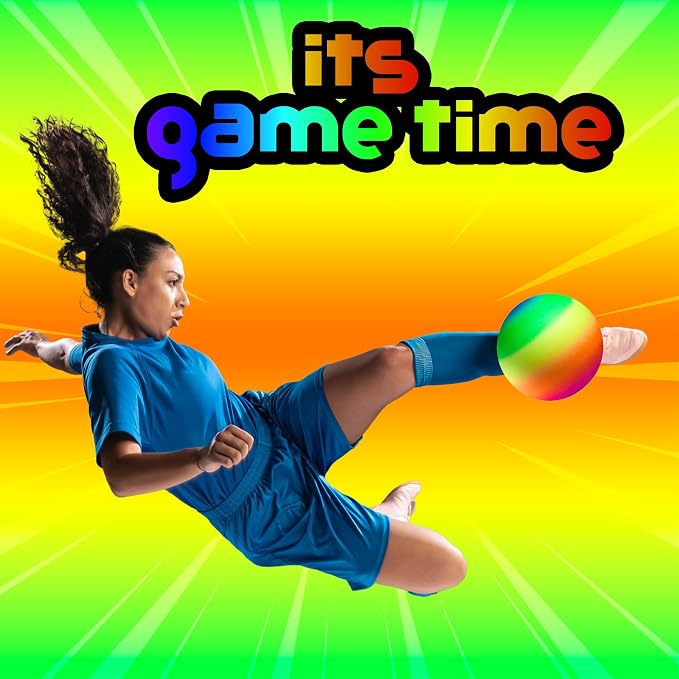 PlayBolt Rainbow Playground Balls - 8.5Inch (Pack of 12) Rubber Bouncy Inflatable Balls for Kids and Adults, Indoor and Outdoor Games, Kickball, Dodgeball, Four Square, Dodge Ball, Handball
