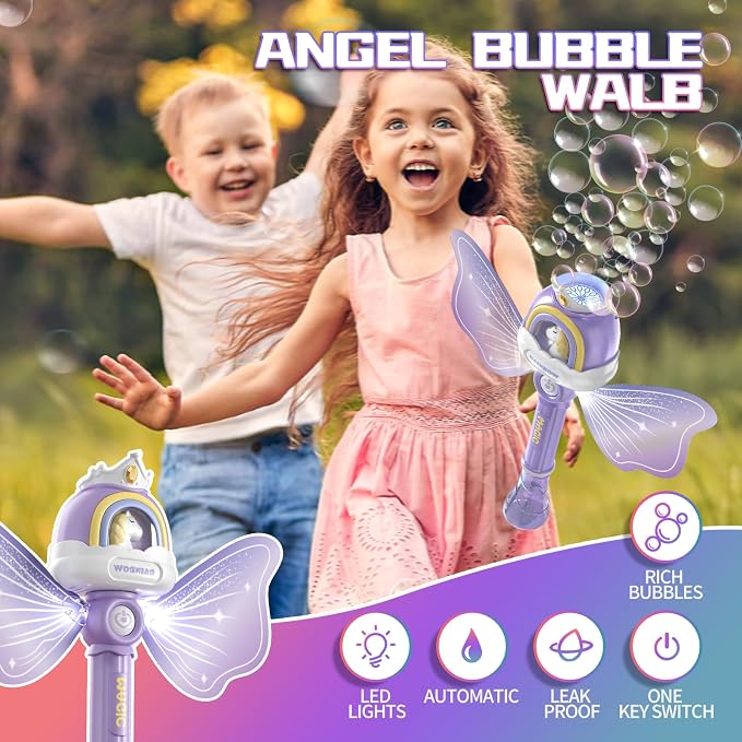 Unicorn Bubble Wands for Kids Girls with Rotating Design, Outdoor Bubble Maker Toys for Kids Ages 3-8, Light Up & Music Fairy Wands, Party Birthday for 3+ Year Old Girls