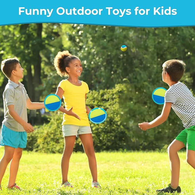 Kids Toys - Outdoor Games, Beach Toys, Toss and Catch Ball Set, Perfect Beach Games Sets Playground Sets for Backyards Easter Gifts for Kids (Light Blue)