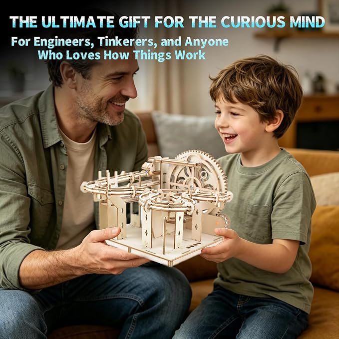 OZJAY 3D Puzzles for Adults, Dual-Track Marble Run Model Building Kit, Wooden Puzzles for Adults, 3D Wooden Puzzles Gift for Christmas Birthday Father's Day, Dual Track Ball