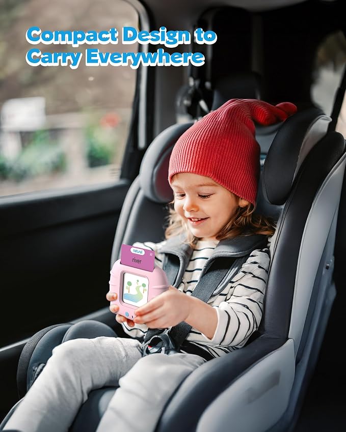 Airbition Talking Flash Cards for Toddlers 1 2 3 4 Year Olds, Montessori Language Learning Toys with 224 Words, Pocket Speech Therapy Toys, Children's Sensory Educational Device, Pink