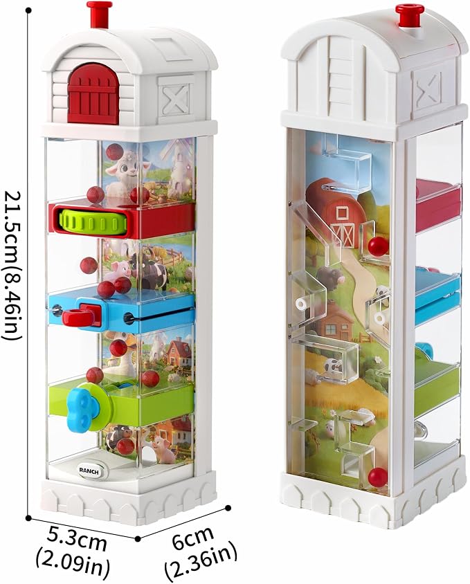 Montessori Toys for 2 Year Old - Farm Egg Maze Adventure Game Toy with 5 Fine Motor Activities, Cause & Effect Travel Toy. (White)