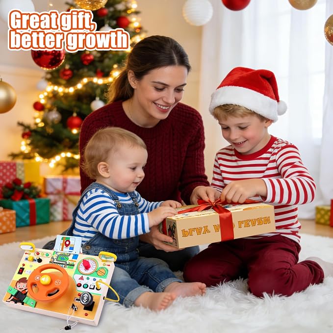 Konijiwa Busy Board - Montessori Toys for 1-3 Years Old Boys & Girls | Sensory Toys for Kids with Autism | Toddlers Learning Activity for Early Development (Busy Board v6)