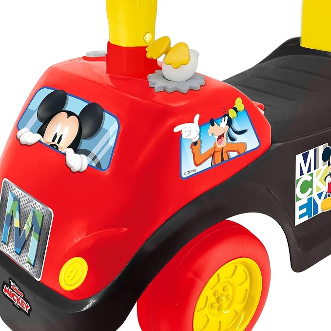 Kiddieland Mickey Mouse Lights & Sounds Ride-On Push Toy, Foot-to-Floor Toddler Ride On Car, Interactive Dashboard, Ages 12–36 Months, 55 lb Limit, Batteries Included