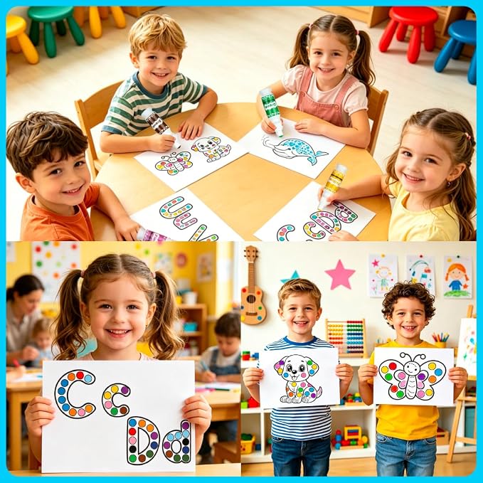 DOSEWART 65ML Dot Markers for Kids 12-Color Bingo Daubers Washable Bingo Markers for Kids Drawing Coloring Arts and Crafts Supplies Dot Paint Marker Set
