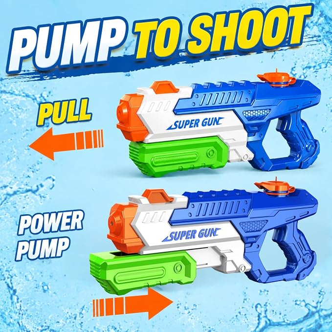 3 Pack Water Guns for Kids Adults, 600cc High Capacity Super Squirt Blaster Soaker, Long Range Pump Action Water Gun Squirter, Outdoor Summer Pool Beach Water Fighting Toys