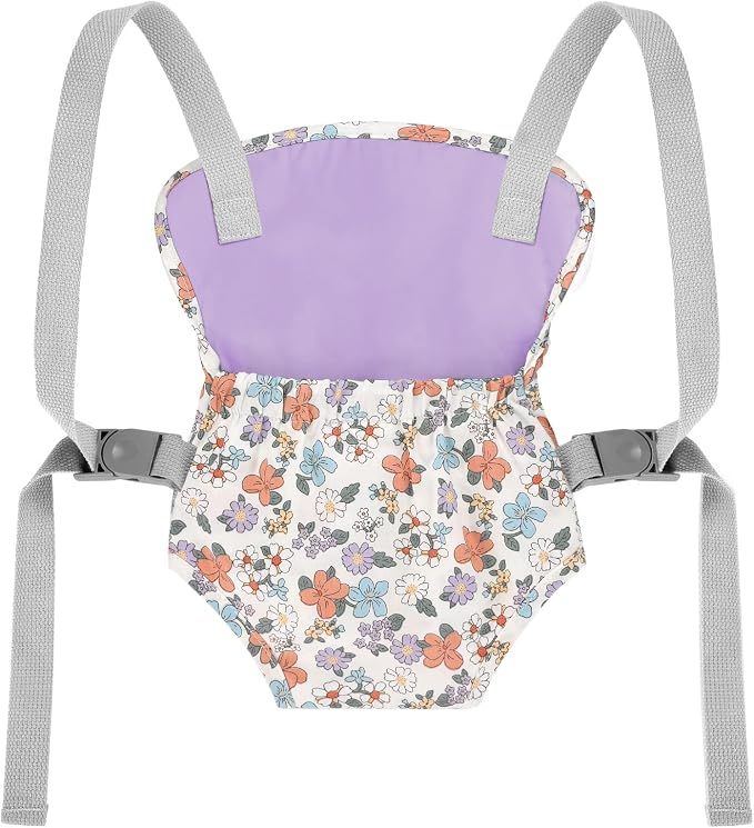 GAGAKU Baby Doll Carrier Stuffed Animal Carrier for Girls Doll Accessory Adjustable Straps for 12 to 24 inch Reborn Baby Dolls -Purple Flowers