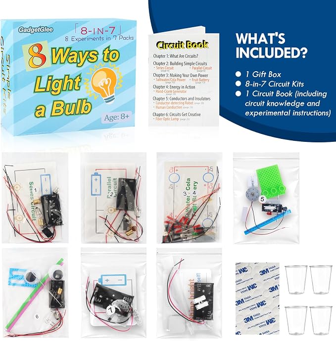 Science Circuit Kit Electricity for Kids, STEM Electrical Light Bulb Experiment, Electric Science Gifts Fair Project Kits Age 8-12, Fruit Energy Experiments Circuits Engineering Projects