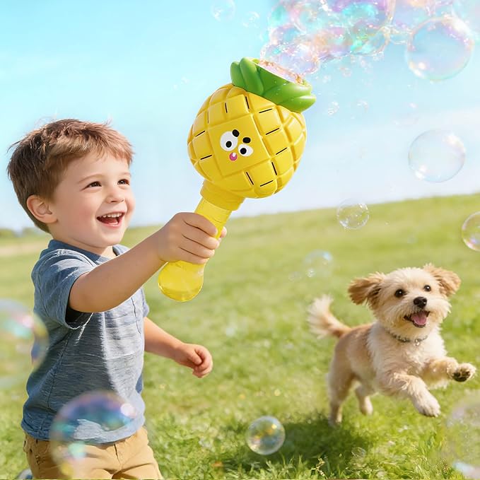 Aooess Bubble Wands for Kids Ages 3-5 Years Old: Automatic Bubble Machine for Kid, Light Up Bubble Wand Toddler Outdoor Toys, Summer Outdoor Party Birthday Gift for 3 4 5 6 7 8 Year Old Girls, Yellow