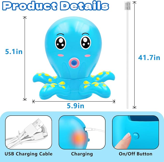 Intoypad Water Table Pump, Octopus Battery Powered Water Pump for Water Table 3 Hours Non-Stop Fun Summer Outdoor Water Toys Outside Water Play Table Accessories for Toddlers Kids (Blue)