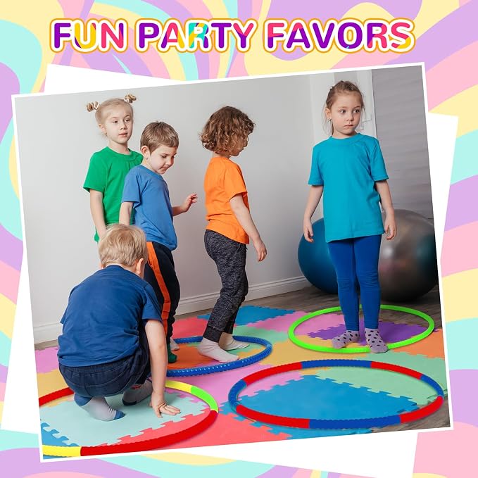 Sratte 12 Pcs Toy Hoop for Kid - Detachable & Adjustable Colored Hoop Exercise Ring Plastic Circle for Kid, Teen Gymnastics, Dog Agility Equipment, Require Self Assembly(Classic Color, 28 Inch)