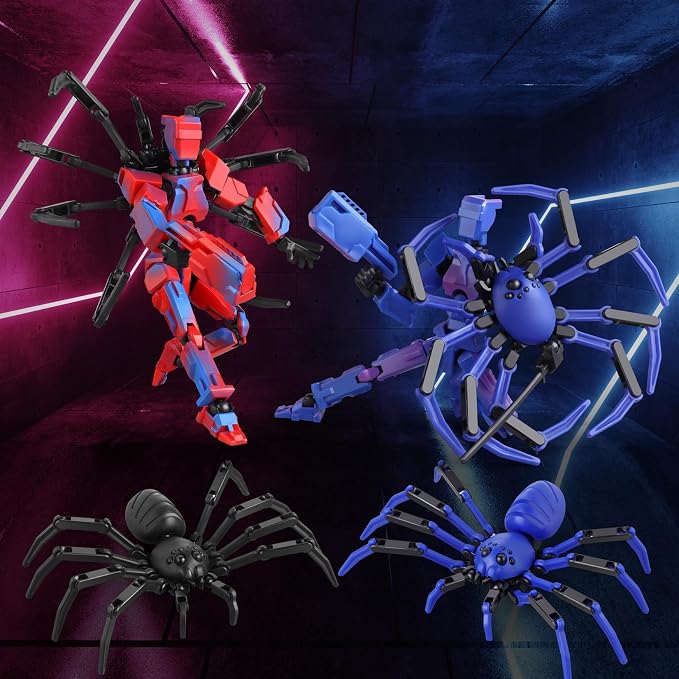 T-Spider13 Action Figure Set -Titan 13 Action Figure with Sucker Spider 13 Collectible 3D Printed Toys Highly Detailed Action Figures for Collectors and Fans (Assembly Required)- Red