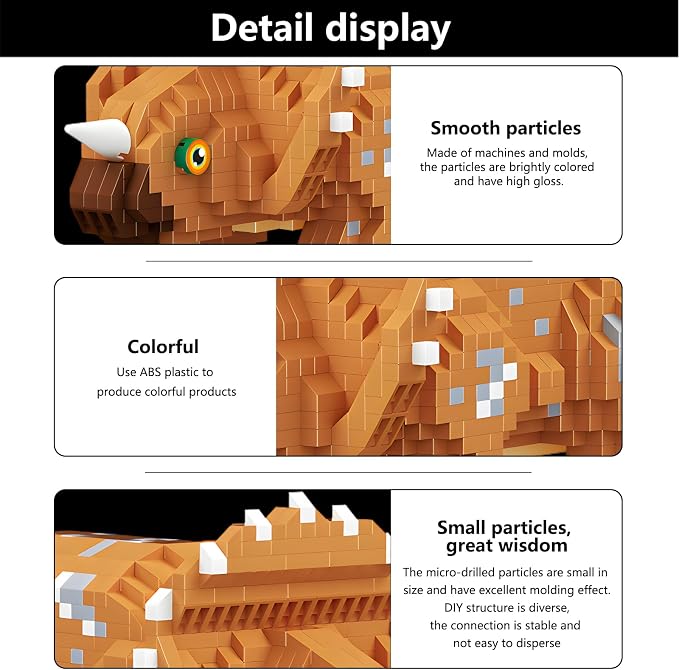 CSNRHG Dinosaur Triceratops Building Blocks Model Decor Micro Mini Blocks Toy Birthday for Age 6+ Children Adults Teens 1145 Pieces