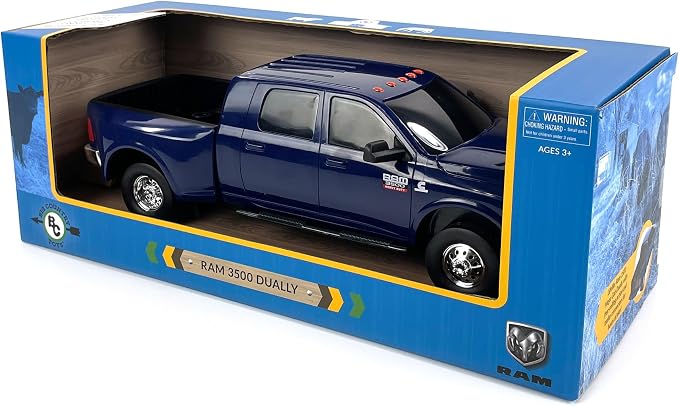 Big Country Toys Realistic Ram 3500 Mega Cab Dually Truck Toy & Trailer Hitch, 1:20 Scale Farm Toys for 3 Year Old Boys