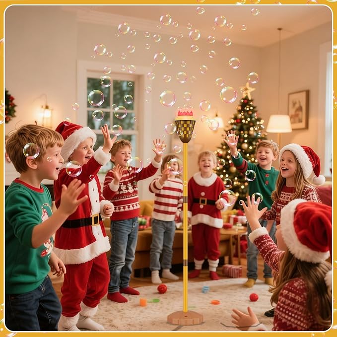 Bubble Machine for Kids, Garden Lamp Bubble Toy with Colorful Lighting and Music for Toddlers, Rechargable Bubbles Blower Maker Outdoor Toys for Halloween Birthday Christmas Party