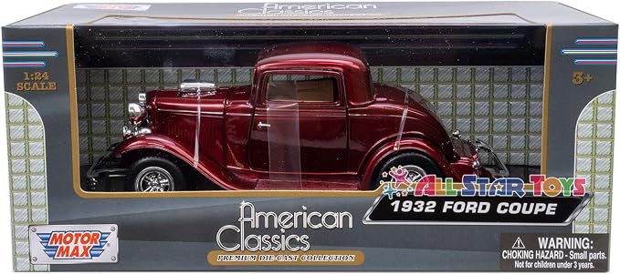 MotorMax American Classics 1932 Ford Coupe 1/24 Scale Diecast Model Car Red