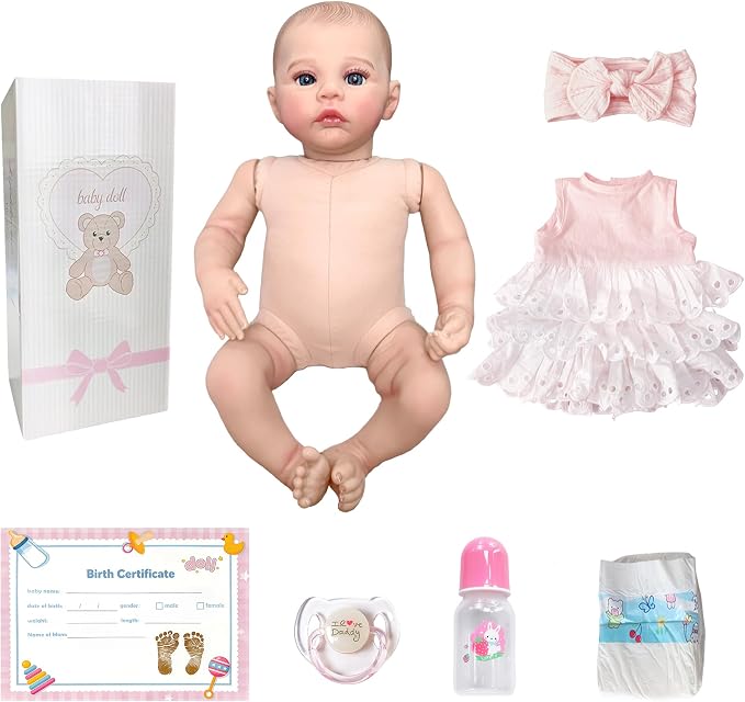 FOCKOF Realistic Reborn Baby Dolls-18 Inch Realistic Baby Doll Girls Soft Cloth Body Reborn Baby with Gift Box for Kids Age 3+