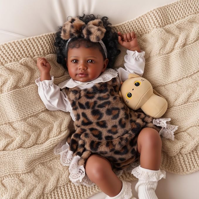 BABESIDE Lifelike Reborn Baby Dolls Miya Black Girl- 20 Inch Soft Body Realistic-Newborn Handmade Real Life Baby Dolls with Clothes and Toy Gift for Kids Age 3+