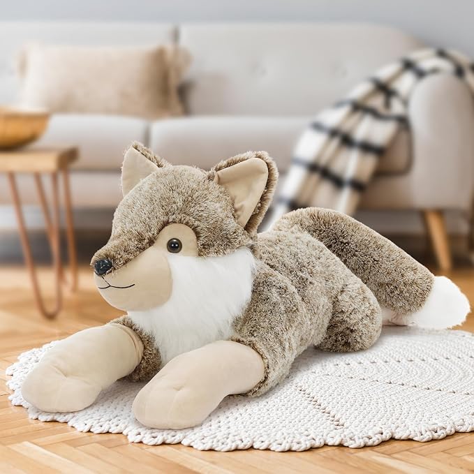 BENINY 30 Inch Giant Wolf Stuffed Animal, Big Soft Wolf Plush Toy, Fluffy Stuffed Wolf Pillow Plushie for Kids, Boys, Girls, Birthday
