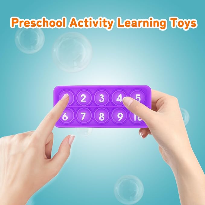 Ten Frame Pop Board, Fidgets for Classroom, Quiet Sensory Toys Bubble Poppers, Pop for Counting Math, Focus Tools for Kids, Montessori Educational Toy Gift for Kindergarten (Set of 6)