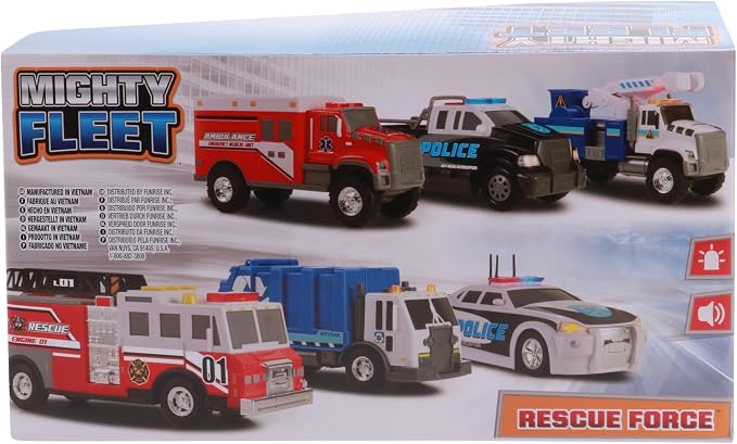 Mighty Fleet Rescue Force 12" Garbage Truck Toy – Realistic Lights & Sounds, Detachable Recycling Bin, Durable Free-Wheeling Design – Ages 3+