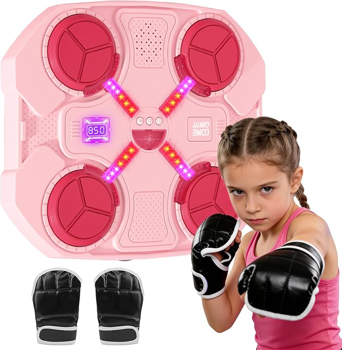 Music Boxing Machine for Kids, Wall Mounted Bluetooth Smart Punching Pad Kids Boxing Training Workout Equipment with Boxing Glove, Birthday Gifts Sport Toys for Boys Girls 5 6 7 8 9 10 11 12 Year Old