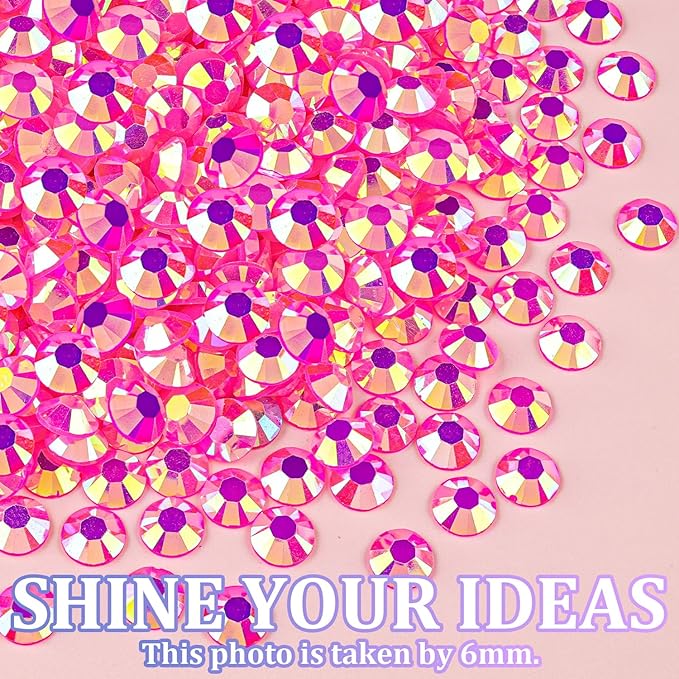 30000Pcs Resin Rhinestones for Bedazzling with Tweezers, Hot Pink AB Rhinestones for Crafting with 3Pcs 10ml B7000 Jewelry Glue for DIY Crafts Clothing Tumblers Shoes Fabric Nail Art