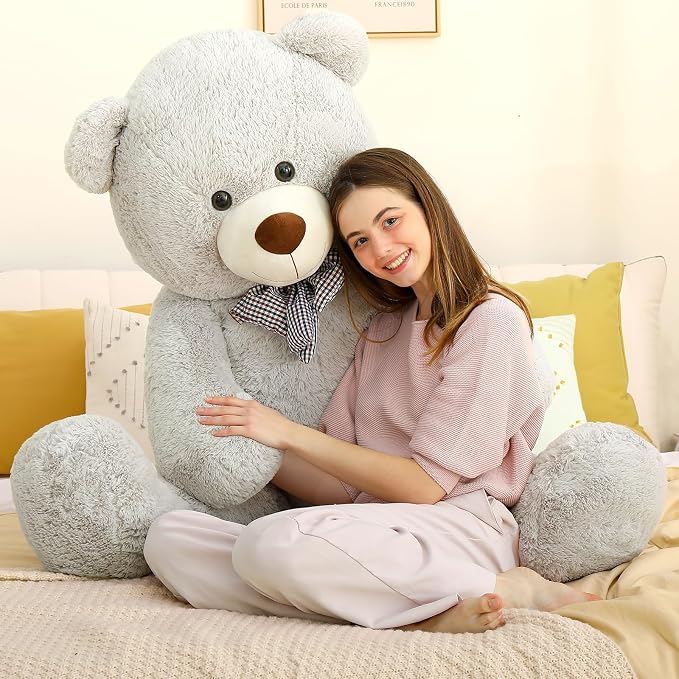 MaoGoLan Giant Teddy Bear Plush 5 Feet, Life Size Large Stuffed Animal 5 Feet,Soft and Fluffy Big Teddy Bear Gift for Baby Shower,Christmas,Valentines,Gray