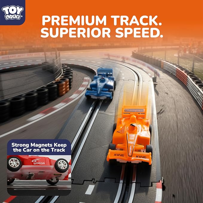 Slot Car Race Track Sets for Kids Ages 4-8, 20ft 2-Player 4-Lane Race Track with 2 RC Cars Speed-Controlled, Racing Circuit Toy for Boys 4-12, Pista de Carros para Niños