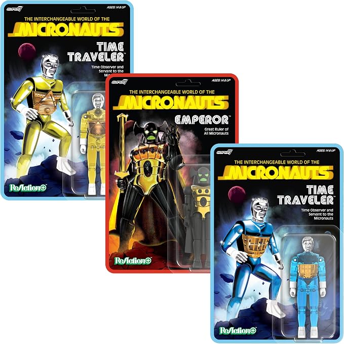 Super7 Reaction+ Micronauts Time Traveler (Translucent Yellow) - 4" Micronauts Action Figure with Accessories - Classic Cartoon Collectibles and Retro Toys