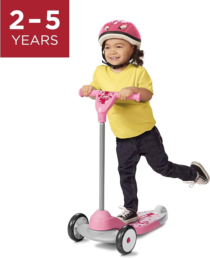 Radio Flyer My 1st Scooter, Pink, for Kids 2-5 Years Old, Extra Wide Base for Balance, 2 Front Wheels for Added Stability, Easy to Use Foot Brake, 3 Wheel Scooter for Kids, (Amazon Exclusive)