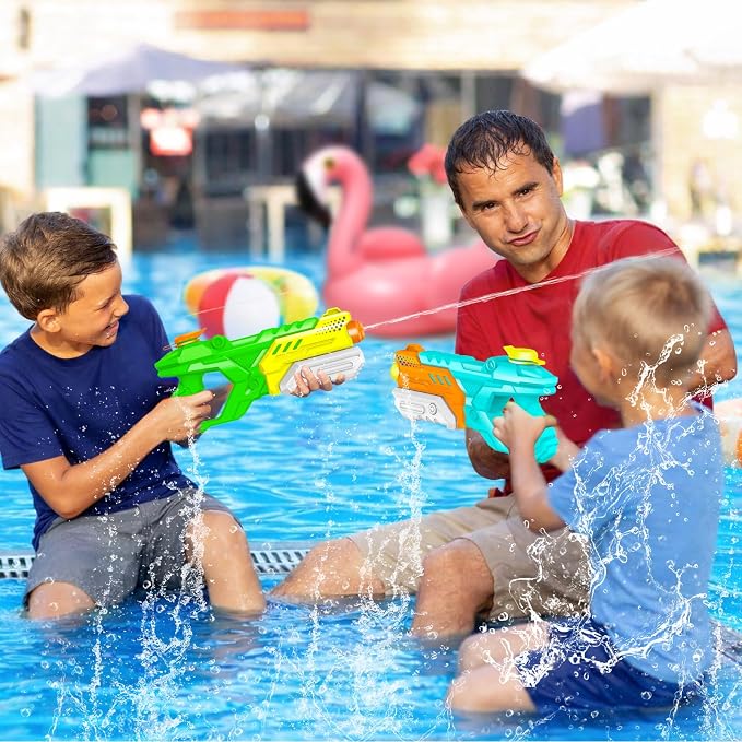 Quanquer 600cc Water Guns for Kids & Adults - 4 Pack Super Squirt Blasters Soaker with Long Range, High Capacity Pump Action, Summer Swimming Beach Outdoor Water Fighting Play Pool Toys for Boys Girls