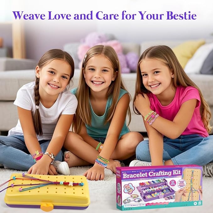 TingingYuli Friendship Bracelet Making Kit for Girls Ages 8-12, DIY String Bracelet Maker with 3-Layer Storage Box, Jewelry Making Kit Arts and Crafts Toy Gift for Kids Ages 6-12