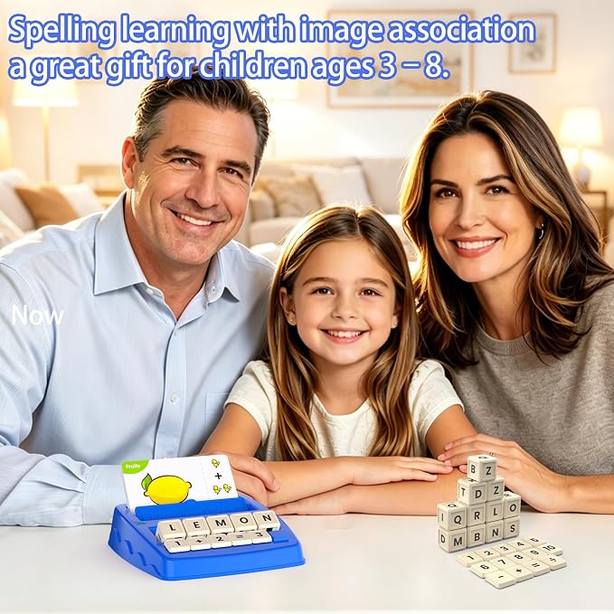 Educational Toys Learning Games for Kids 3-8, Matching Letter Spelling Early Math Game for Preschool& Kindergarten Kids Boys and Girls ,Christmas Birthday Gift for 4 5 6 7 Boys Girls(Navy Blue)