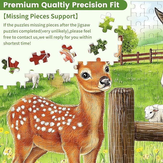 300 Pieces Puzzle for Adults-Deer Jigsaw Puzzle-Farm Horse Puzzles for Kids Ages 8-10-Animal Pet Lover Challenging Puzzles for Friends Family Activity Game Nights Gifts-20.5x15IN