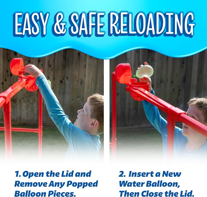 GoSports Backyard Water Toy Game for Kids & Family - Carnival-Style Splash Tower Dunk Tank with Water Balloons - Safe Design and Durable Weather-Resistant Construction - Ages 8 and Up