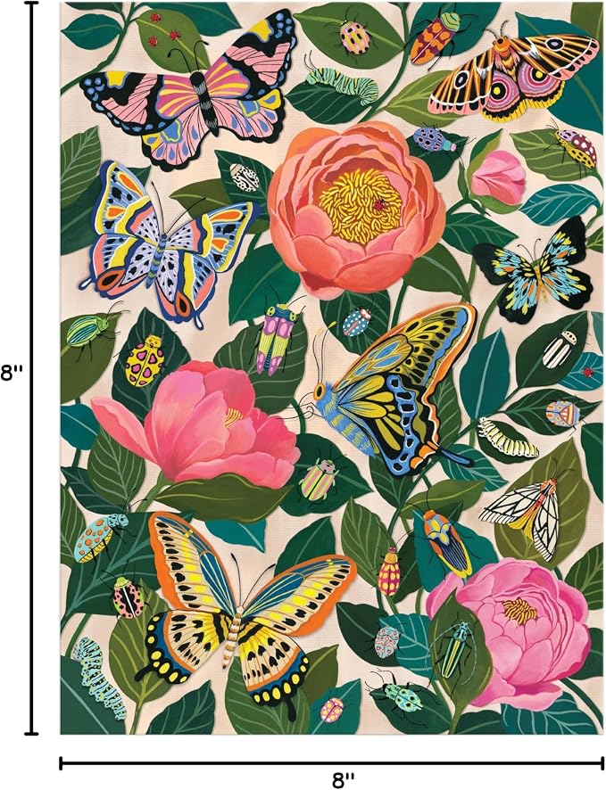 Galison Between The Blooms – 1000 Piece Foil Jigsaw Puzzle Featuring Beautiful Artwork of Butterflies Nestled in Blooming Flowers