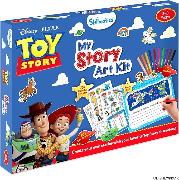 Skillmatics Story Art Kit – Disney•Pixar Toy Story DIY Storytelling & Craft Kit with 100+ Stickers, Markers & Story Pad, Scrapbooking & Writing Activity, Gift for Kids Ages 5, 6, 7, 8, 9, 10