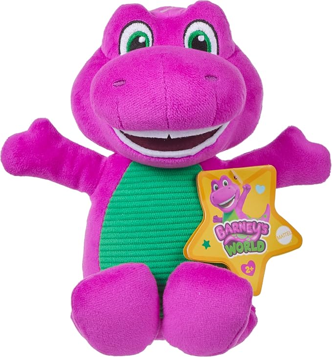 Barney World Toddler Toy 8-Inch Plush Dinosaur Character for Preschool Pretend Play Kids Ages 2+ Years