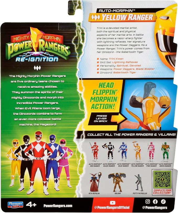 Power Rangers Mighty Morphin Re-Ignition - Auto-Morphin Yellow Ranger Action Figure by Playmates Toys