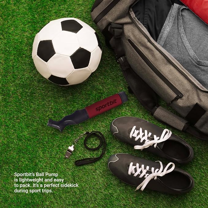 SPORTBIT Ball Pump for Sports Balls - Push & Pull Inflating System - Hand Pump for Exercise Balls - Volleyball Pump, Basketball Inflator, Ball Air Pump - Goes with 5 Needles Set