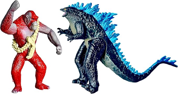 TwCare Set of 6 Monster x Kong: The New Empire, Dinosaur Dragon Toys Action Figures, Evolved Basic Exquisite Battle Roar B.E.A.S.T. Glove Shimo Frost Bite Mecha King Ghidorah Cake Toppers Pack