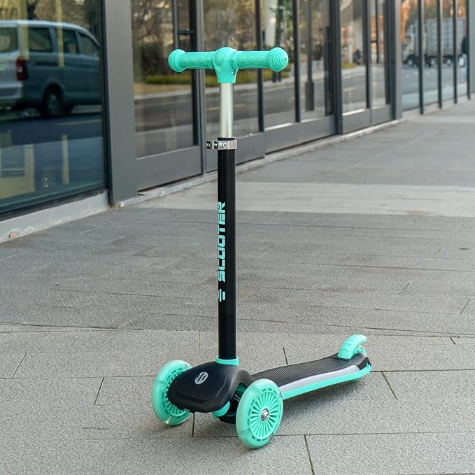 XJD Toddler Scooters for Kids 3-8, 3 Wheel Scooters for Kids 110lbs, LED Light-Up Wheels and Side, 3 Adjustable Height, Lean-to-Steer, Birthday Gift Toy for 3-8 Year Old Girl Boy