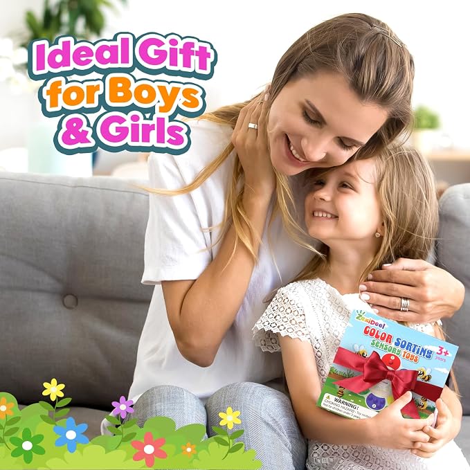 ZaxiDeel Sensory Toys Color Sorting Toys: Quiet Fidgets for Classroom Montessori Toy for Toddlers, Preschool Learning Activities Calm Dwon Travel Toy for Boys Girls Gifts Ages 3+