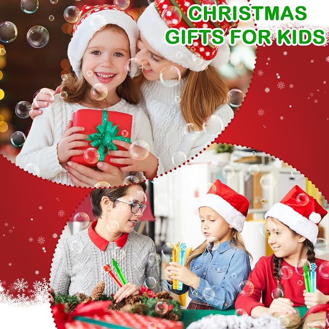 Bulk Christmas Giveaways for Kids 200 Pack,Party Favors Supplies Goody Bags Stocking Stuffers,Mini Bubbles Wand Toys Gifts for Toddlers,School Classroom Daycare Prizes Treats Trinkets for Students
