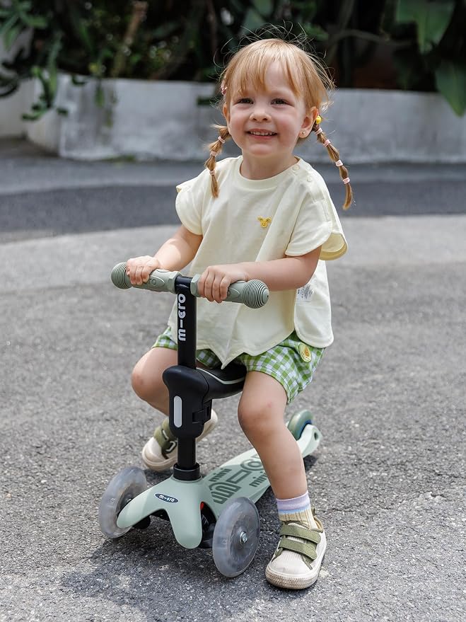 Micro Kickboard | Mini Rock & Go LED 6-in-1 Toddler Scooter & Rocker for Ages 1–6 | Convertible Ride-On, Rocker & Scooter | Motion-Activated PU LED Wheels | Adjustable T-Bar | Swiss Design