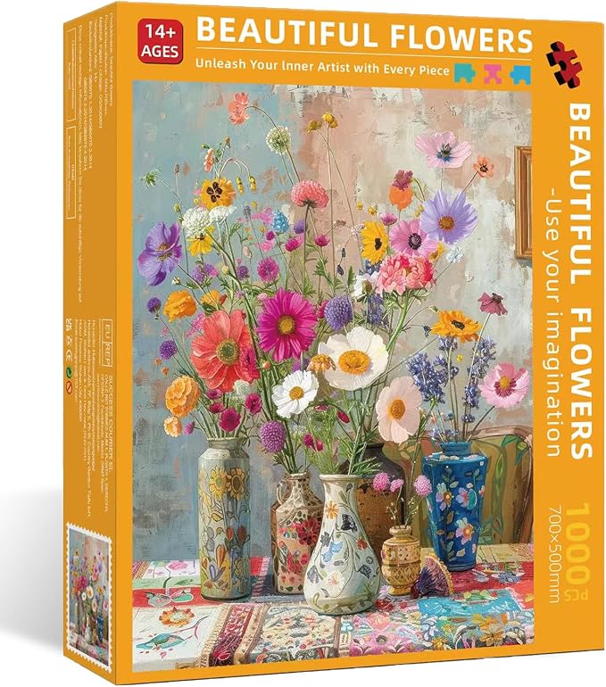 Puzzles for Adults 1000 Pieces Flowers, Puzzle 1000 Pieces, 1000 Piece Puzzle for Adults Suitable for Home Décor with 1:1 Poster Dust Free Jigsaw Puzzles (27.5"X19.6")